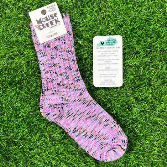 Lavender County Line Ragg Crew w/Grippers | World’s Softest Socks Size 10-13