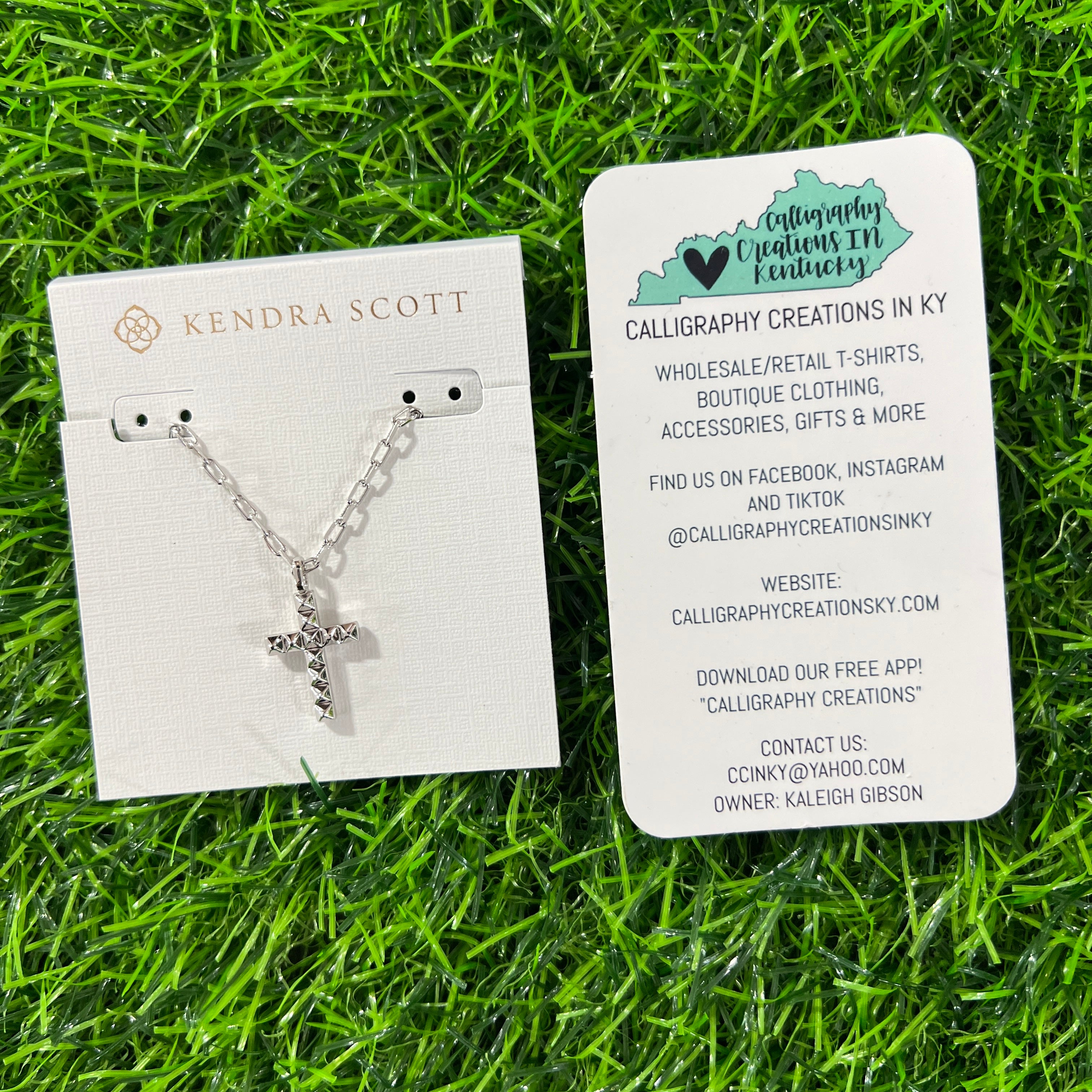 Kendra Scott Jada Cross Pendant Necklace -Rhodium Metal