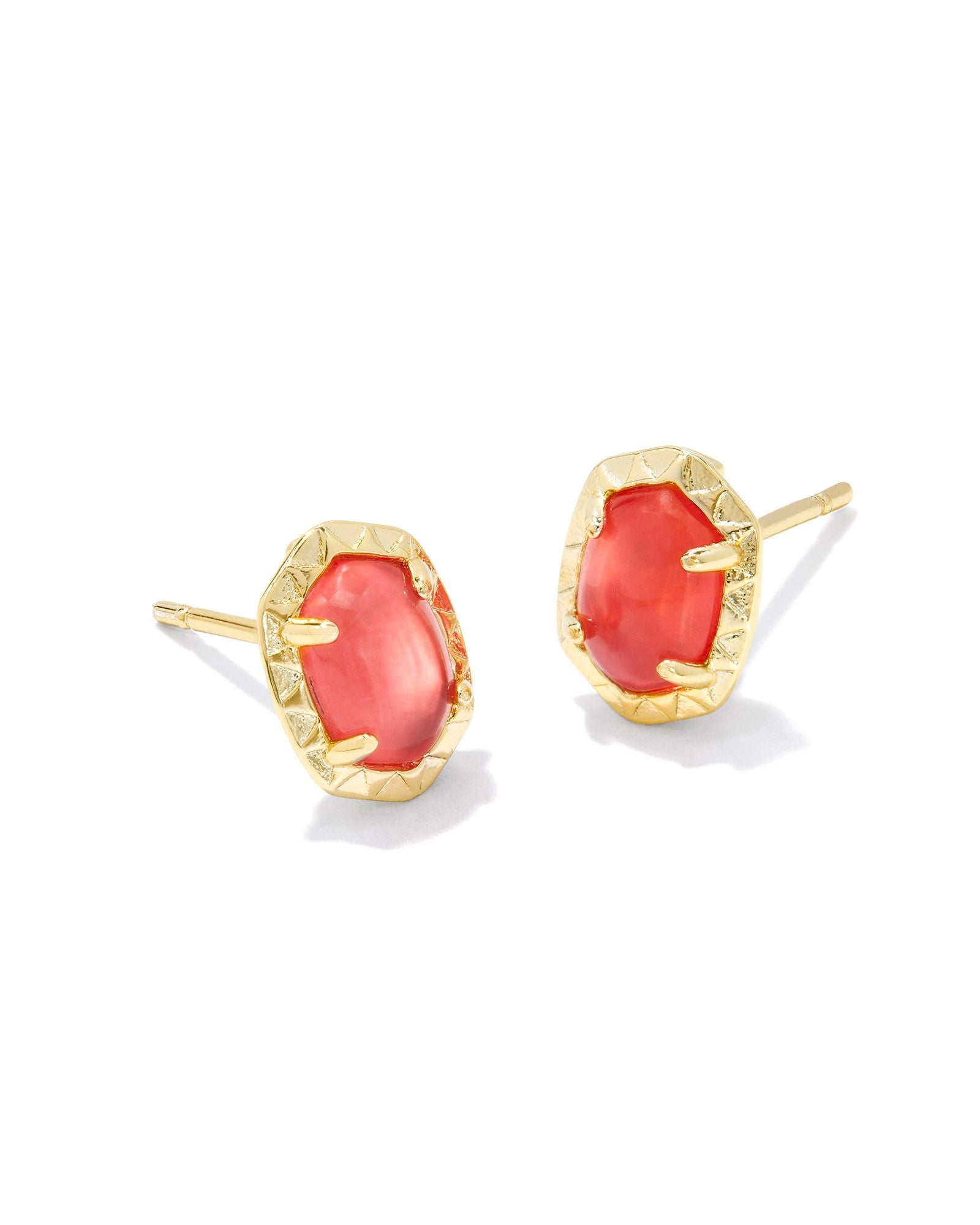 Kendra Scott Daphne Stud Earrings - Gold Coral Mother Of Pearl
