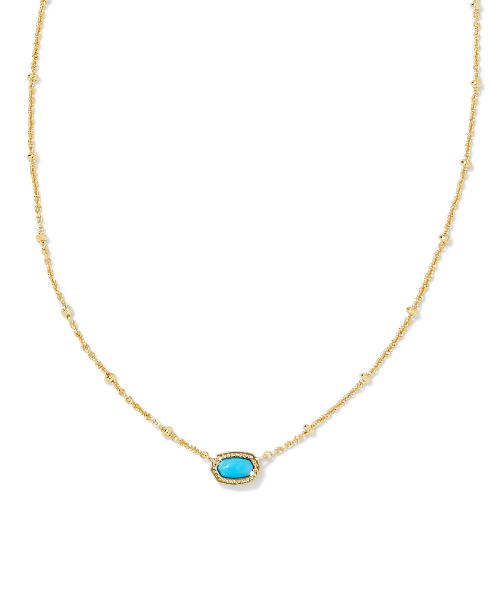Kendra Scott Mini Elisa Satellite Short Pendant Necklace - Gold Turquoise Magnesite
