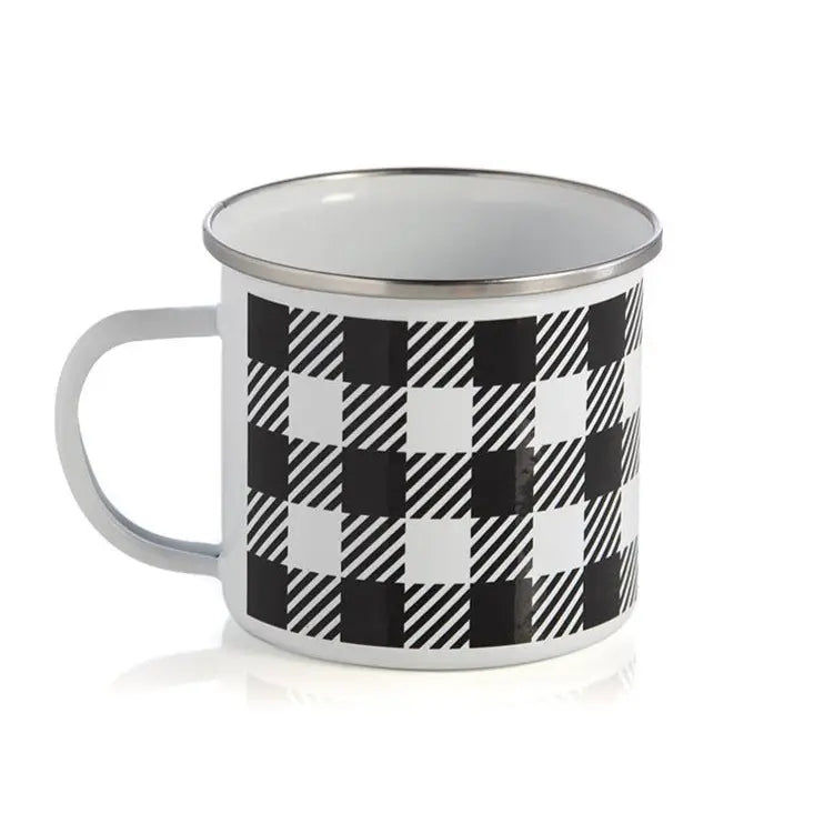 Black Buffalo Plaid Enamel Mug – Calligraphy Creations In KY