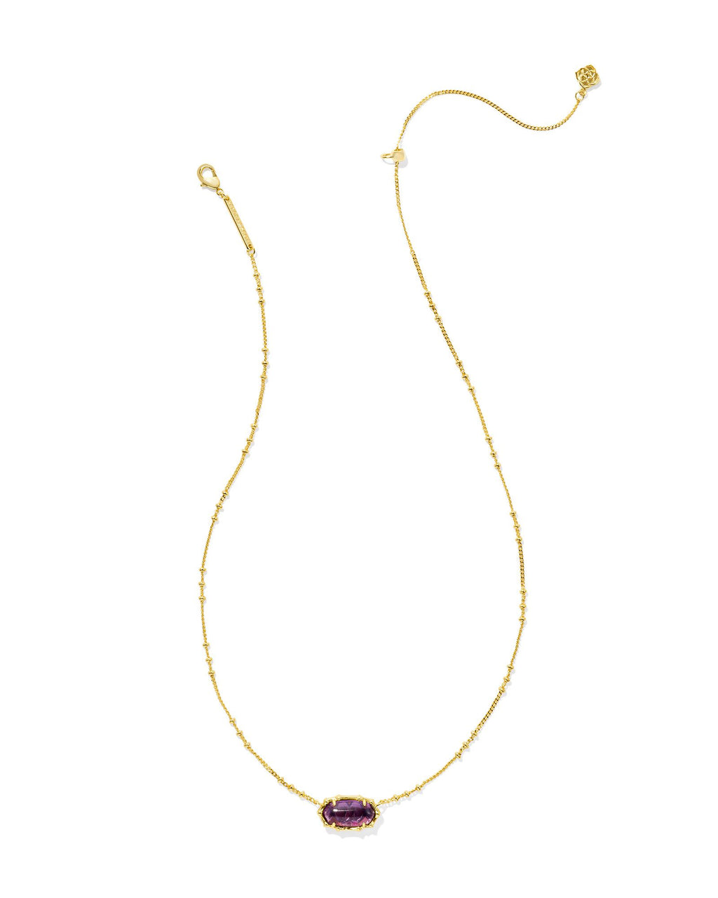 Kendra Scott Elisa Bamboo Frame Short Pendant Necklace - Gold Dark Purple Amethyst