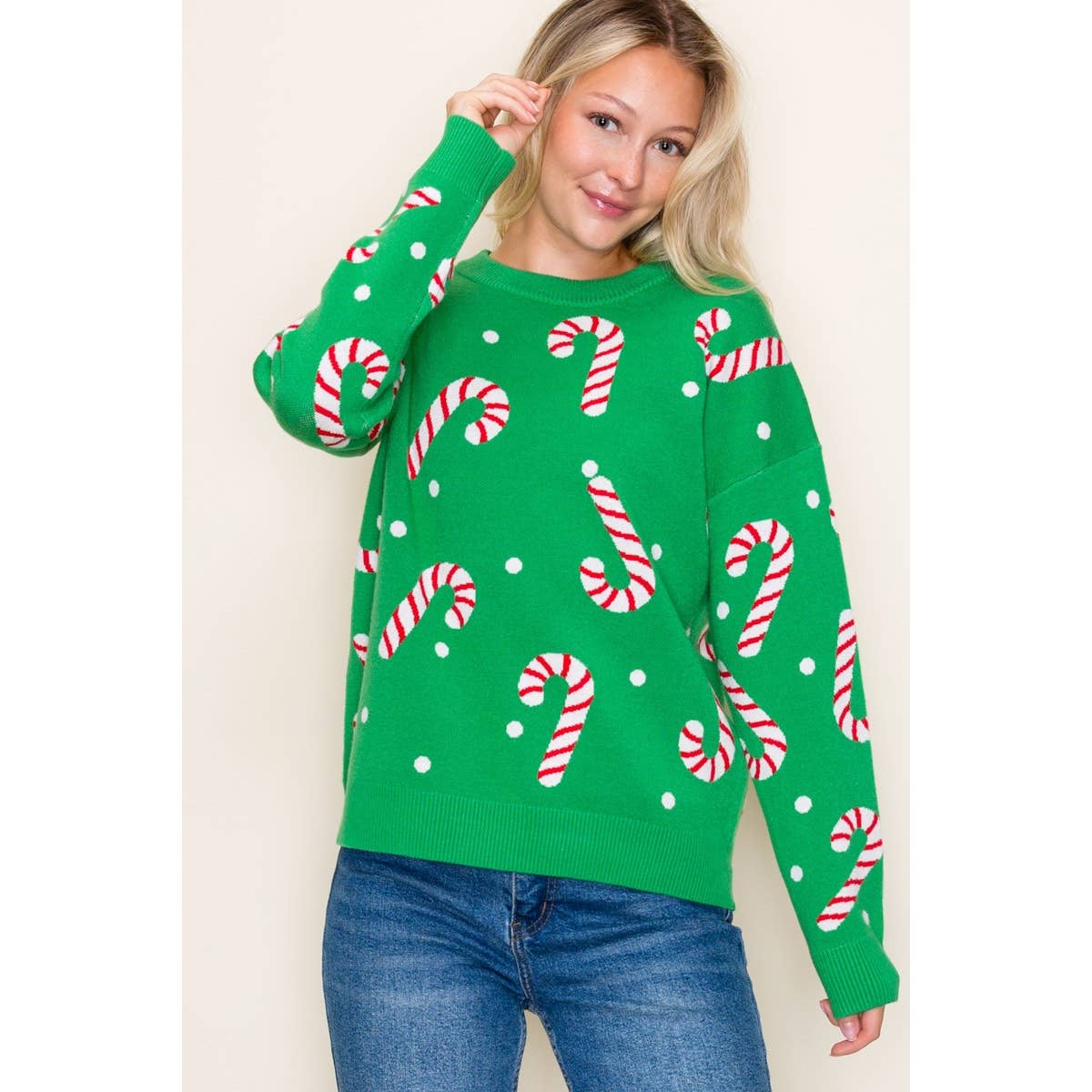 Green Candy Cane Sweater