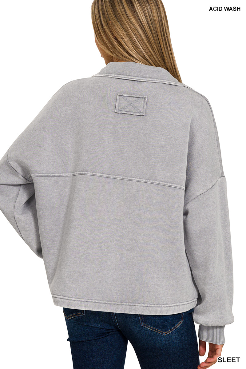 Sleet | Acid Wash Crop Shacket