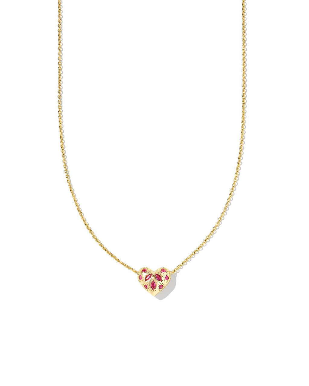 Kendra Scott Holland Heart Short Pendant Necklace - Gold Pink Crystal