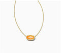 Kendra Scott Elisa Short Pendant Necklace - Gold Orange Mother Of Pearl