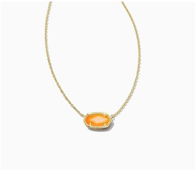 Kendra Scott Elisa Short Pendant Necklace - Gold Orange Mother Of Pearl
