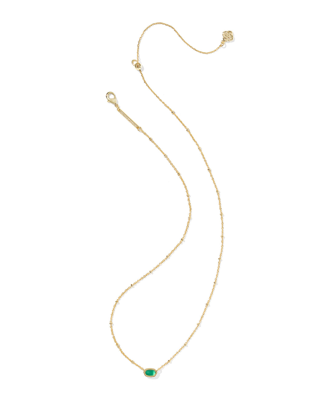 Kendra Scott Mini Elisa Satellite Short Pendant Necklace - Gold Emerald Cats Eye