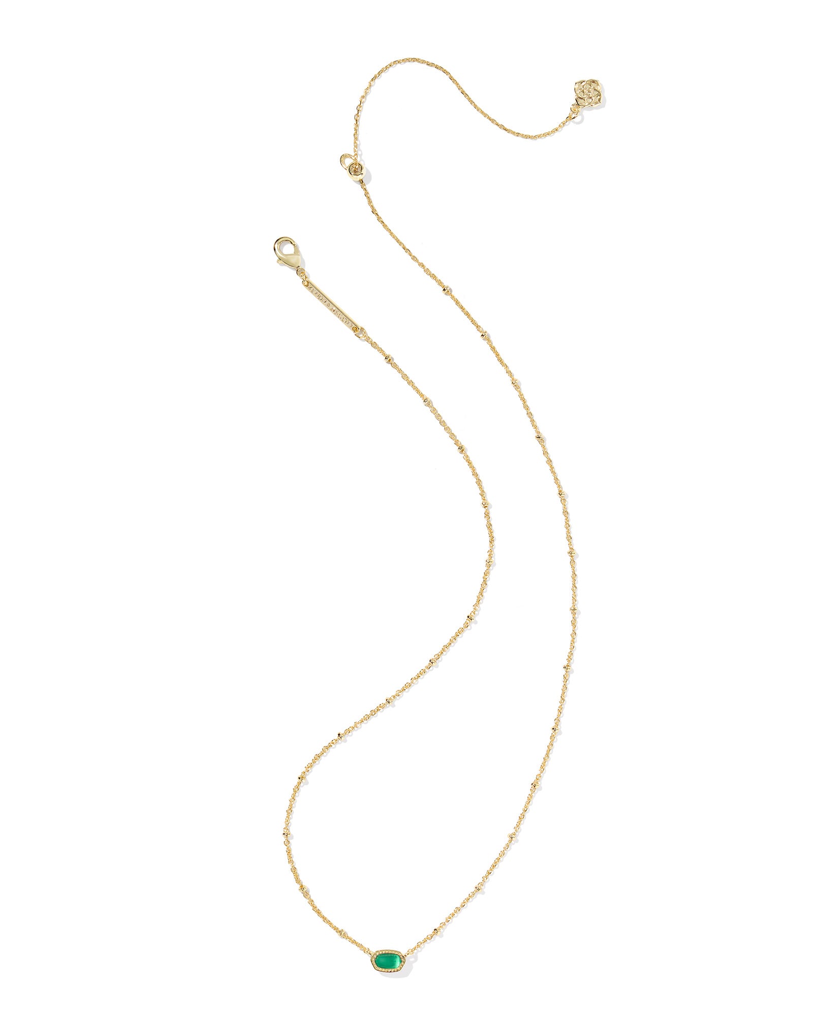 Kendra Scott Mini Elisa Satellite Short Pendant Necklace - Gold Emerald Cats Eye
