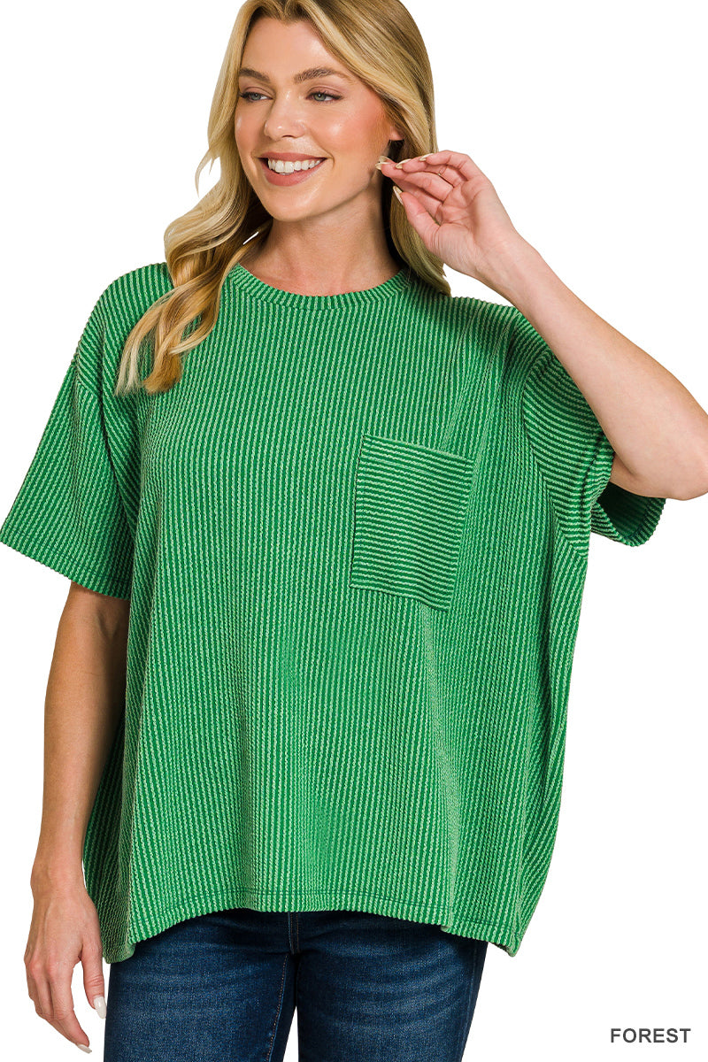 Forest | Ribbed Pocket Top