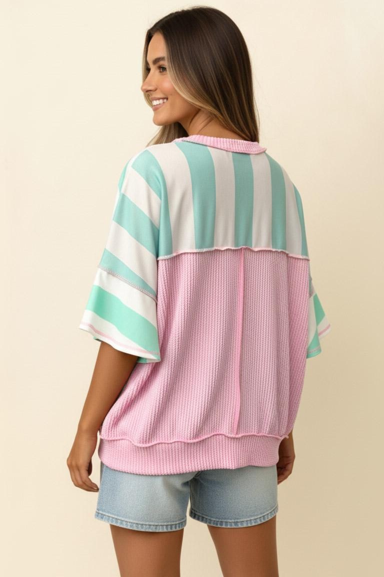 Mint/Pink Stripe Top