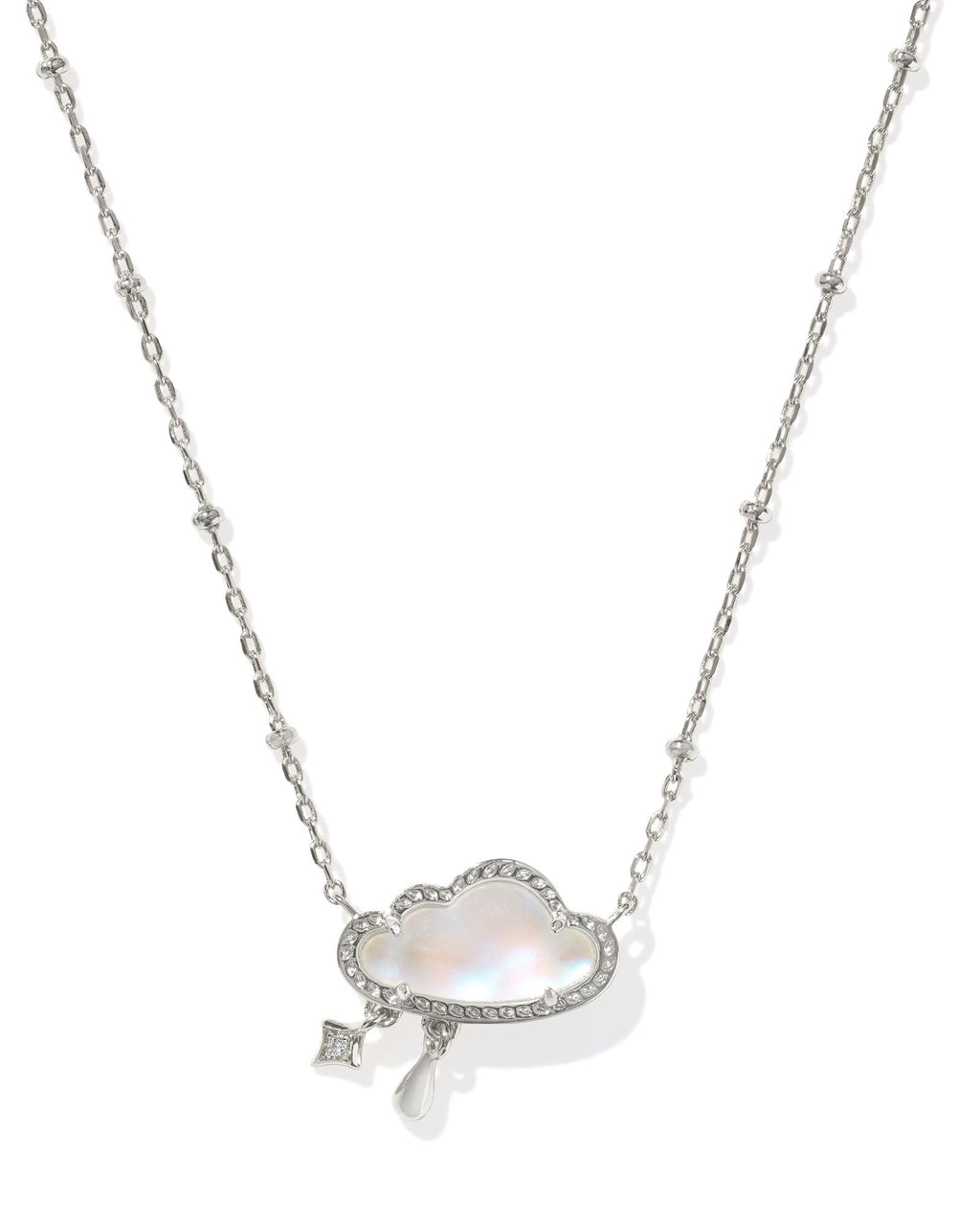 Kendra Scott Celeste Cloud Short Pendant Necklace - Rhodium Matte Dichroic Glass