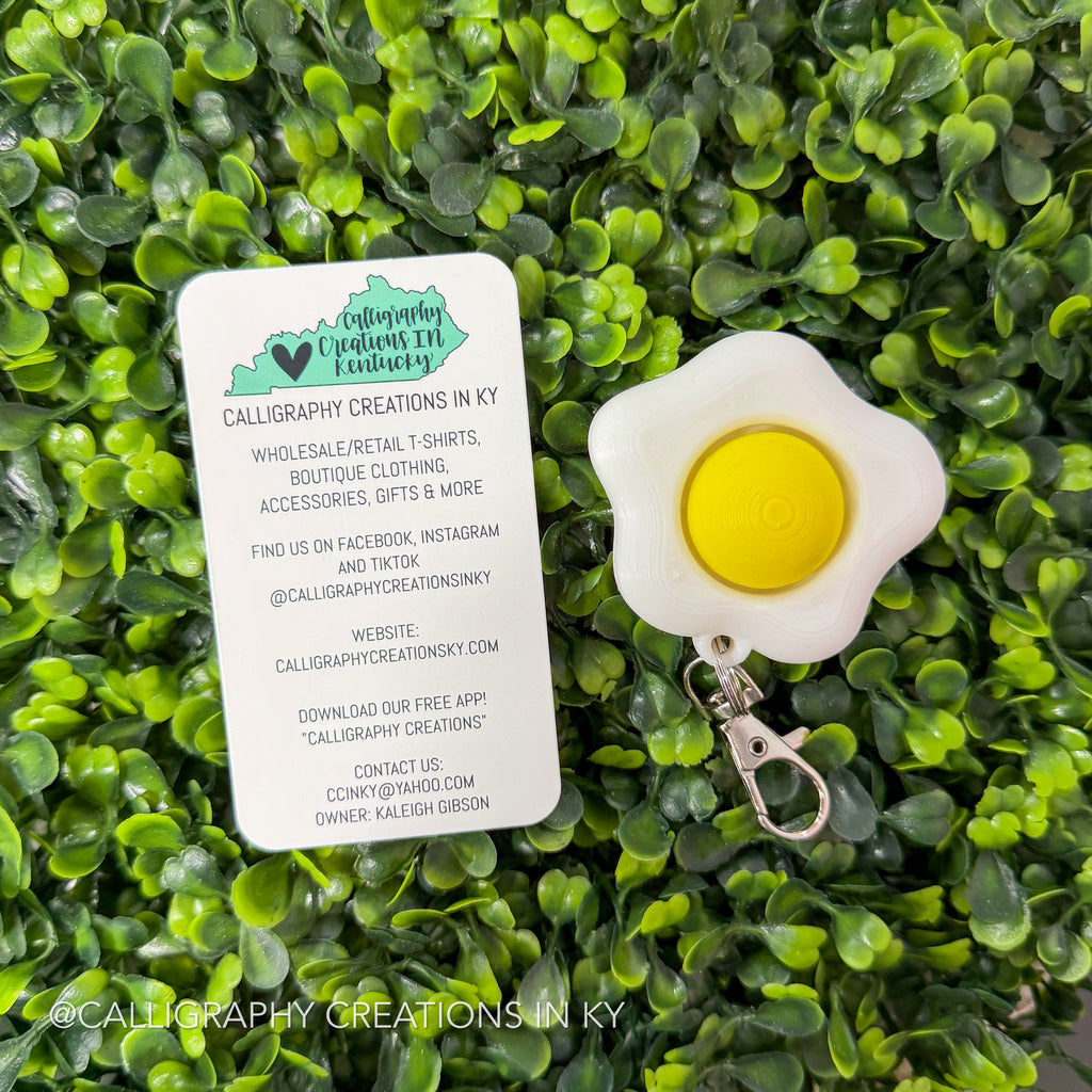 Fried Egg Fidget Clicker Keychain