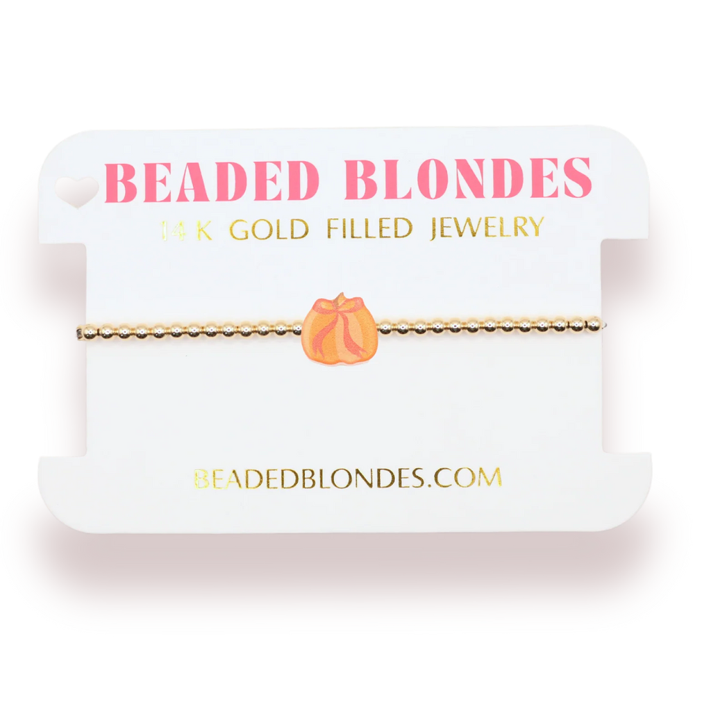 Gold Pumpkin Bracelet: Standard 6.75 inch | Beaded Blondes