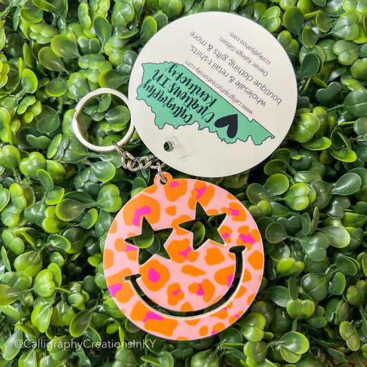 Star Eyes Happy Keychain