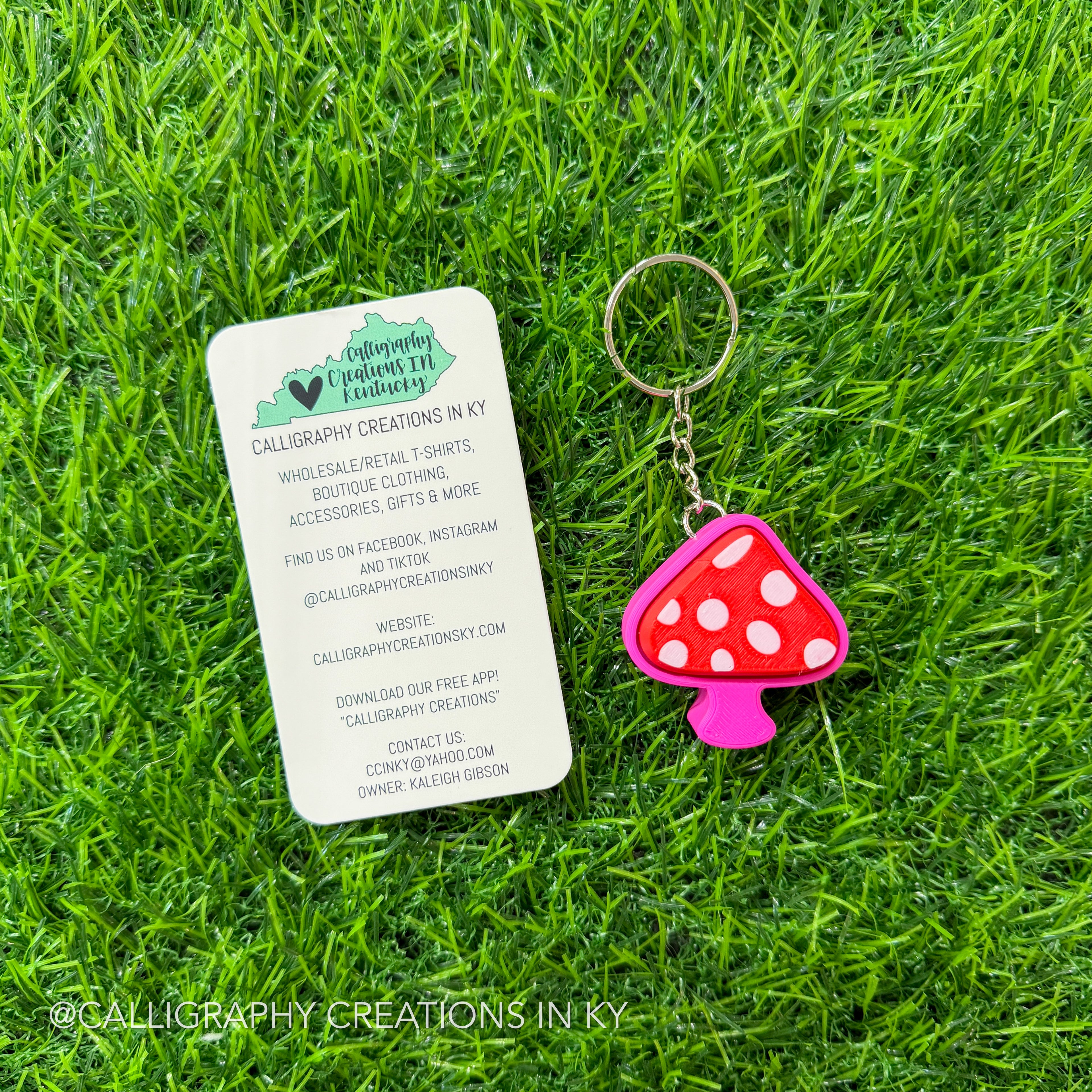 Red/Pink Mushroom Fidget Clicker Keychain