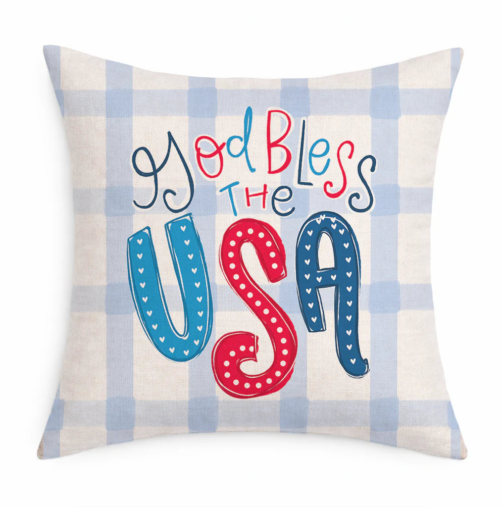 God Bless The USA Square Pillow • Doodles by Rebekah
