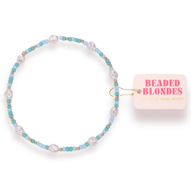 Poolside Sprinkle Pearl Anklet: Standard 9 inch | Beaded Blondes