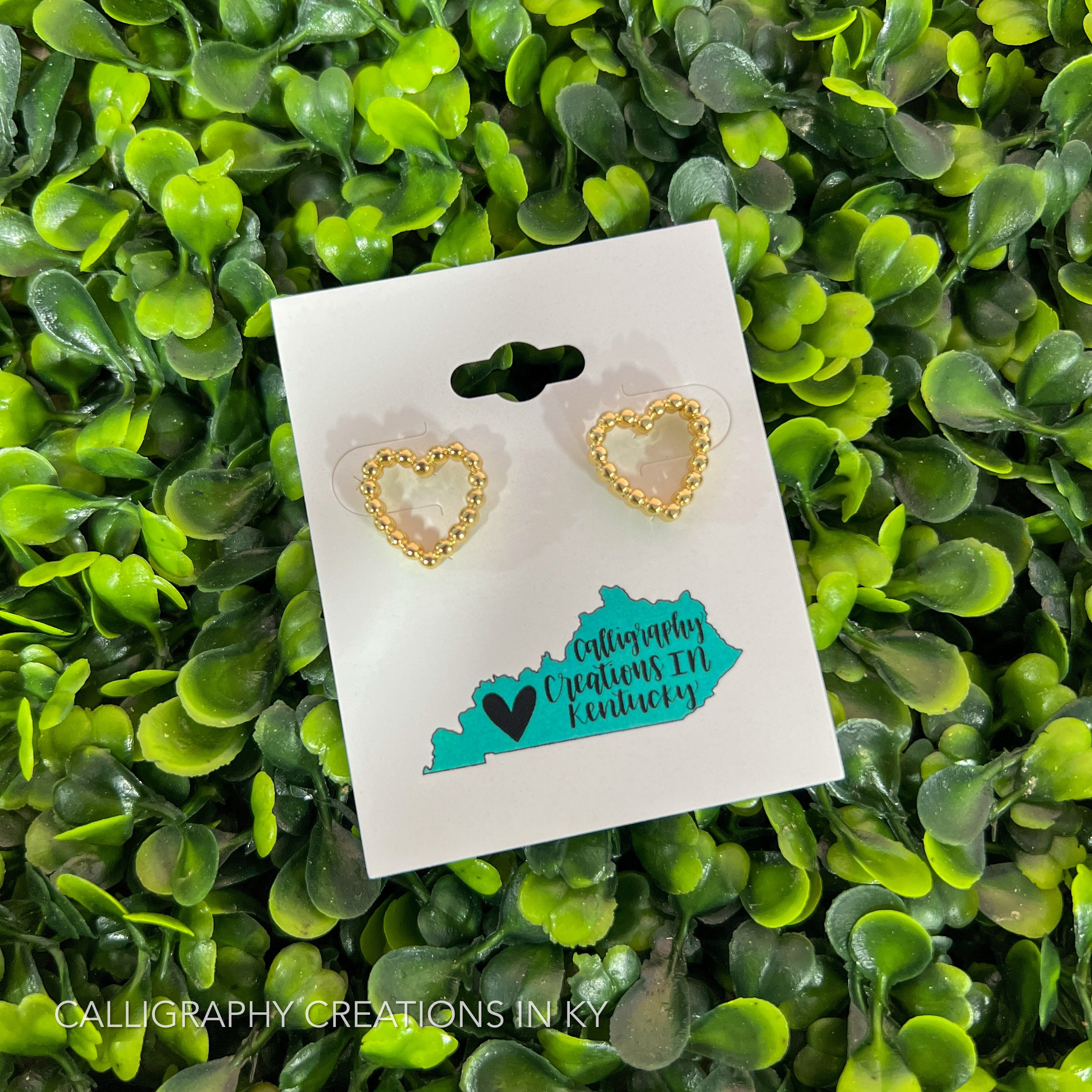 Gold Heart Stud Earrings