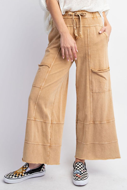 Camel • Mineral Washed Terry Knit Pants