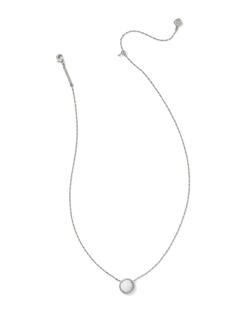 Kendra Scott Volleyball Short Pendant Necklace - Silver White Mother Of Pearl