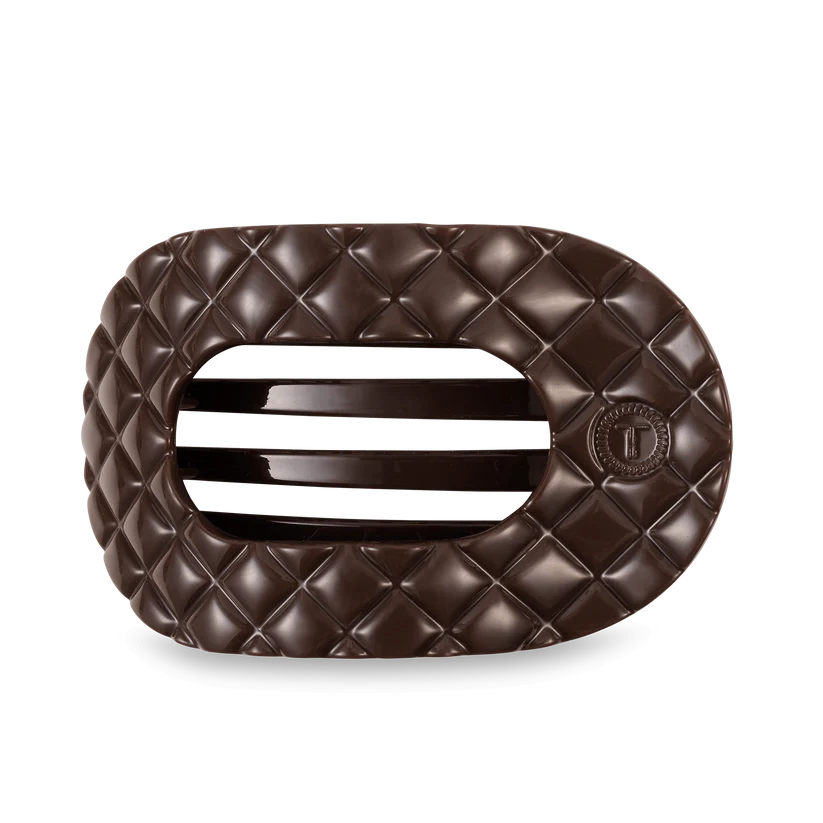 Truly Taupe Quilted - Flat Round TELETIES Hair Clip