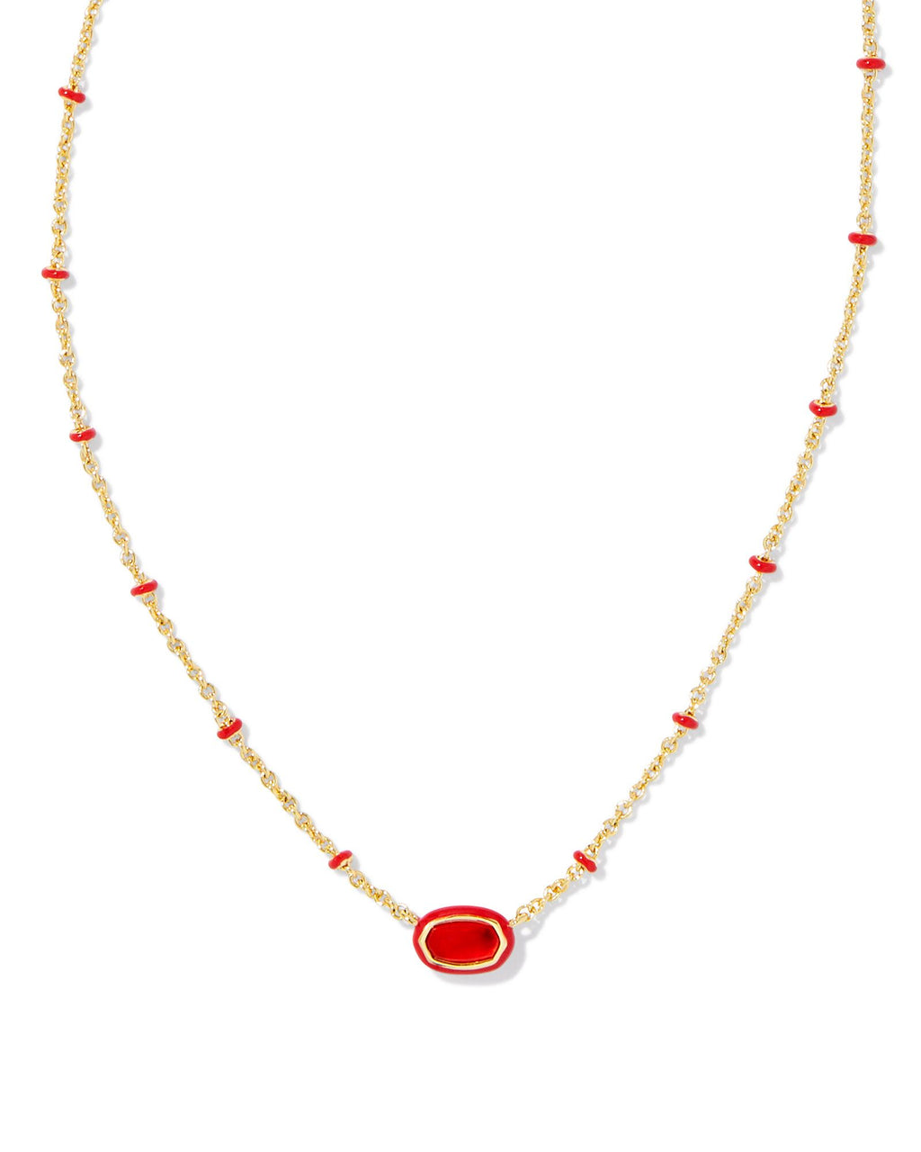 Kendra Scott Mini Elisa Enamel Frame Short Pendant Necklace - Gold Red Illusion