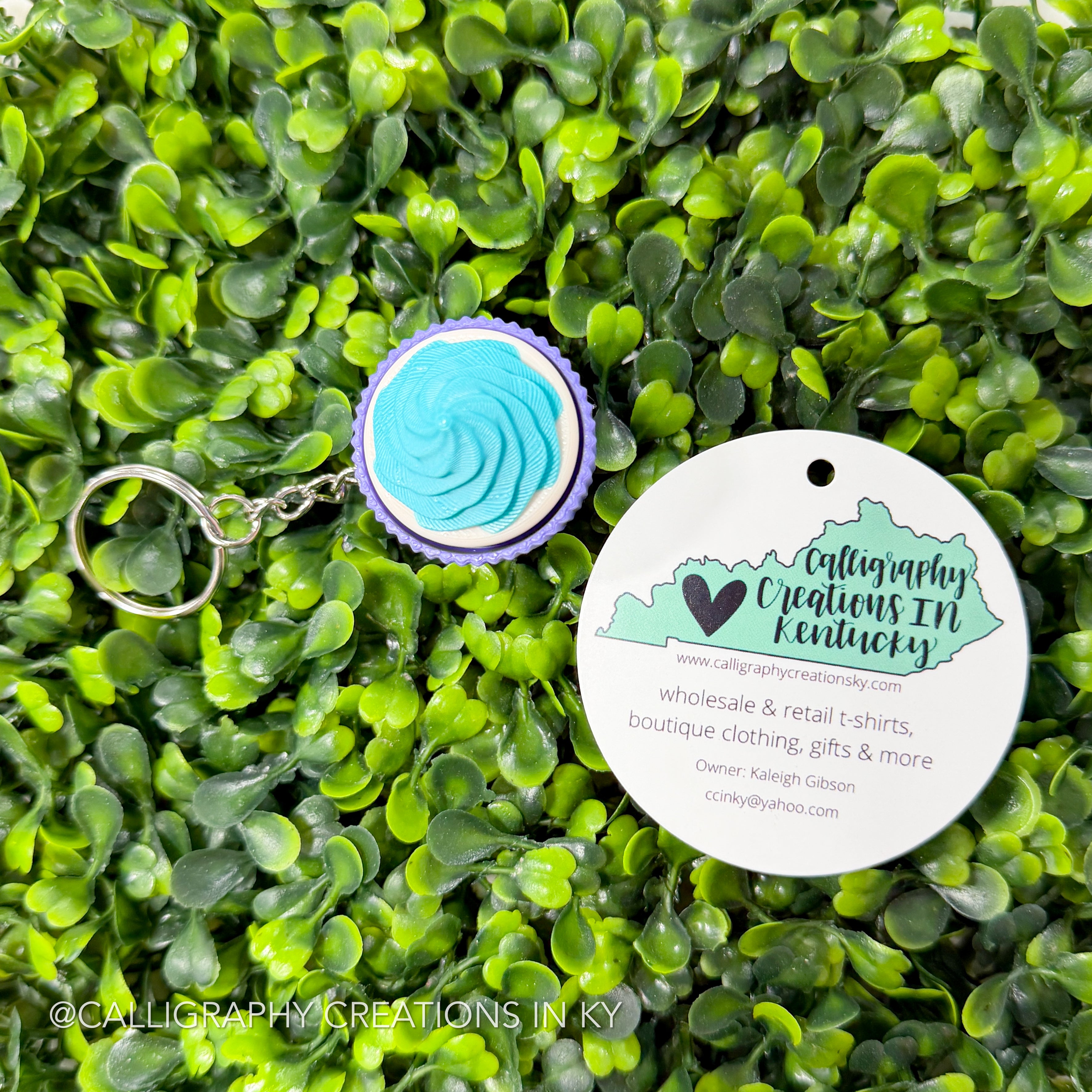 Turquoise/Purple Cupcake Fidget Clicker Keychain