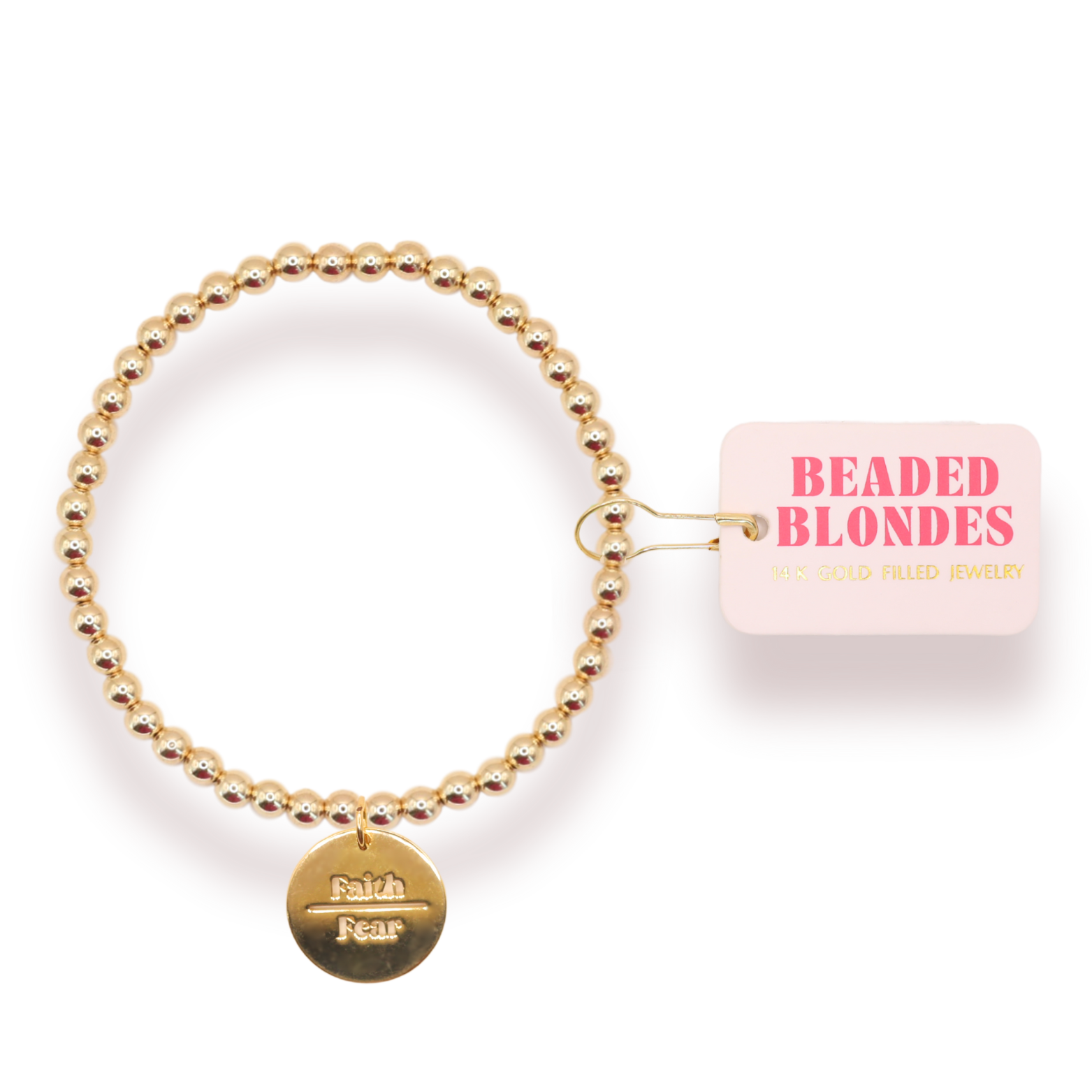 Faith Over Fear Charm Bracelet: Standard 6.75 inch | Beaded Blondes
