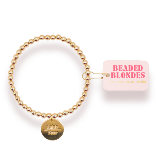 Faith Over Fear Charm Bracelet: Standard 6.75 inch | Beaded Blondes