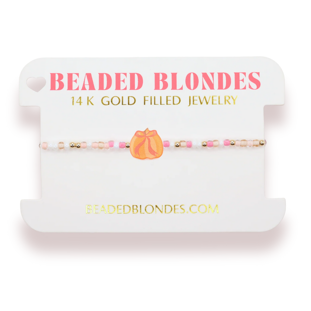 Sprinkle Pumpkin Bracelet: Standard 6.75 inch | Beaded Blondes