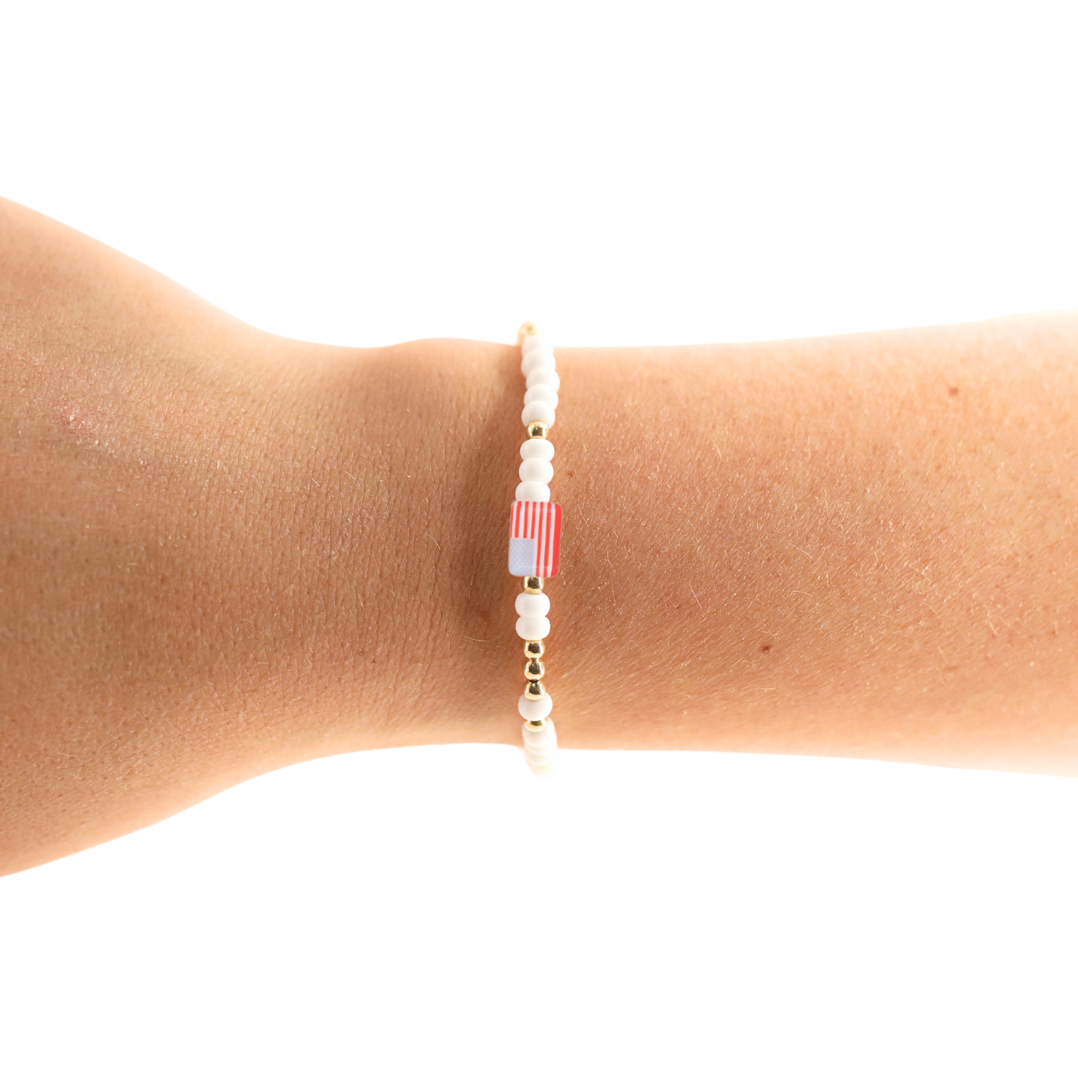 American Flag Bracelet: Standard 6.75 inch / Sprinkle | Beaded Blondes