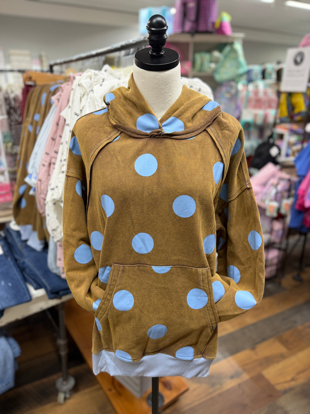 Mocha Dots Terry Knit Hoodie
