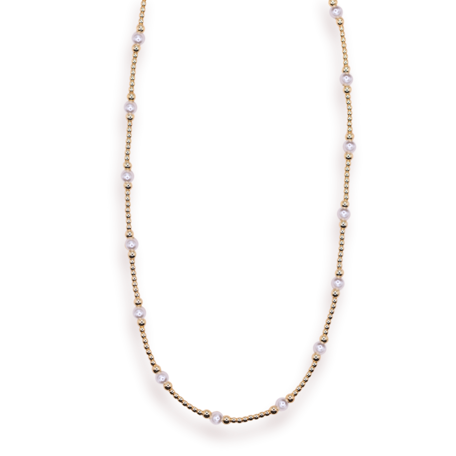 Dainty Sutton Necklace Pearl in Gold: 18 inch stretch (no clasp) | Beaded Blondes