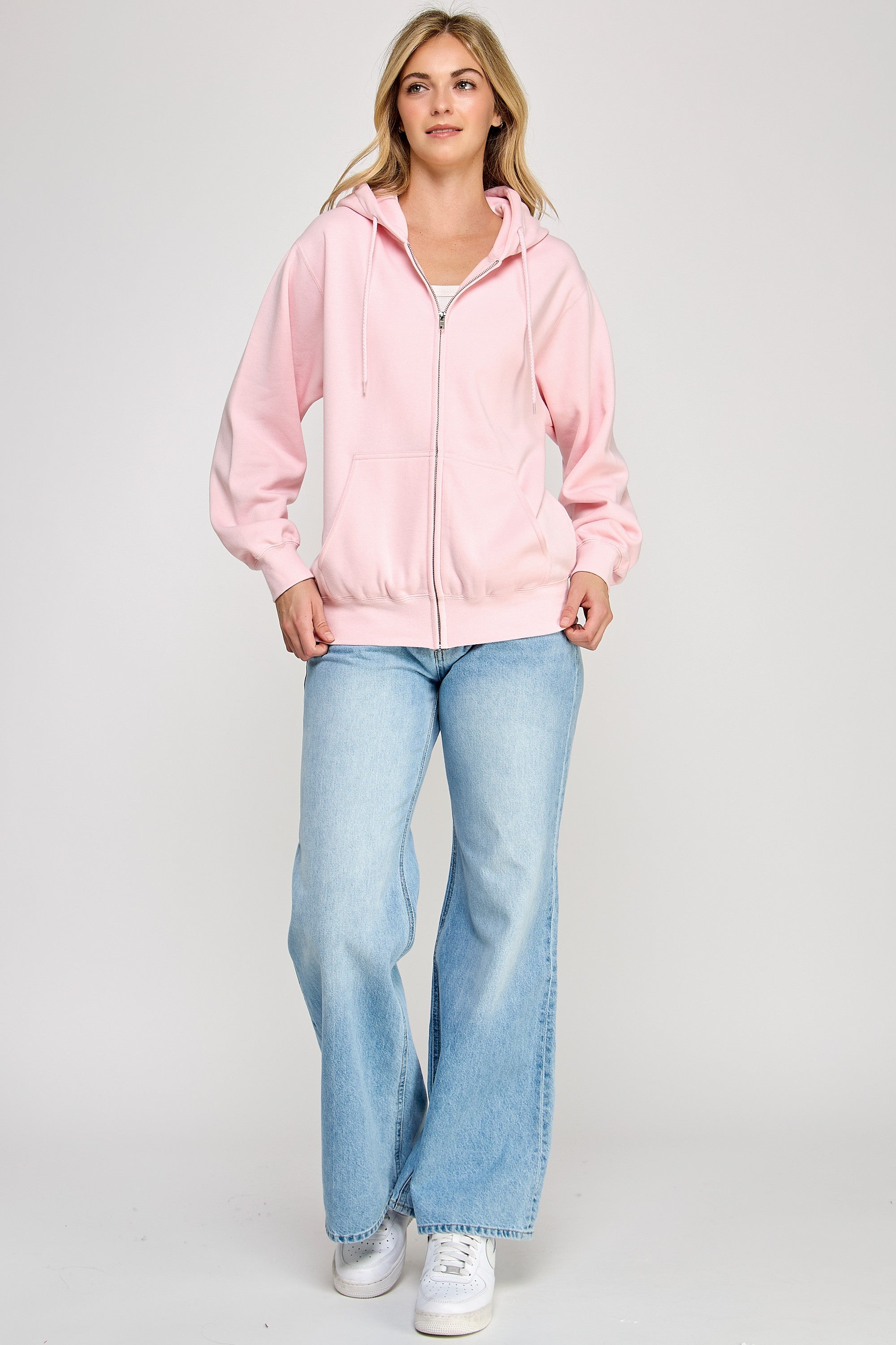 Light Pink | Zip Up Fleece Jacket