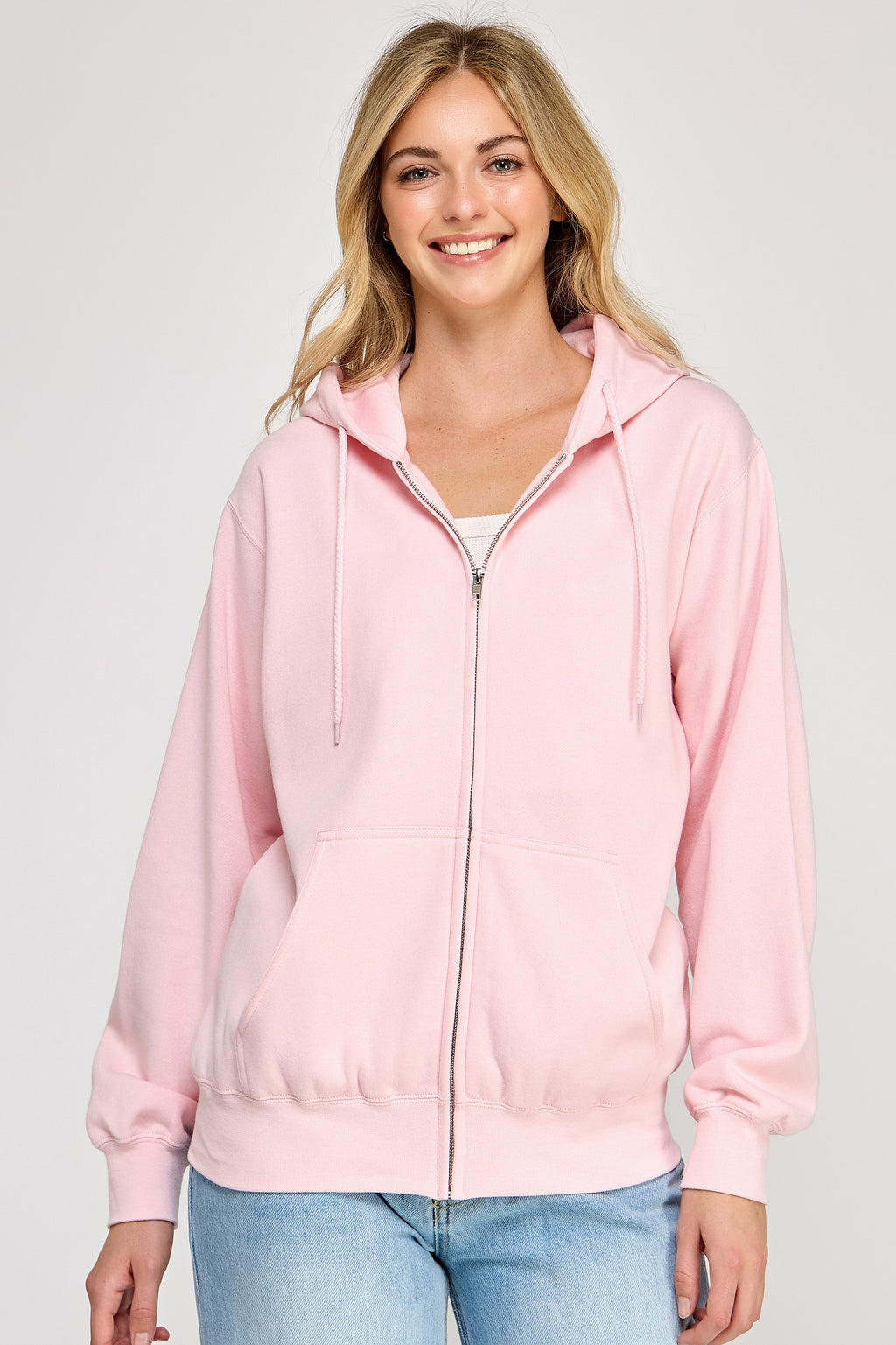 Light Pink | Zip Up Fleece Jacket