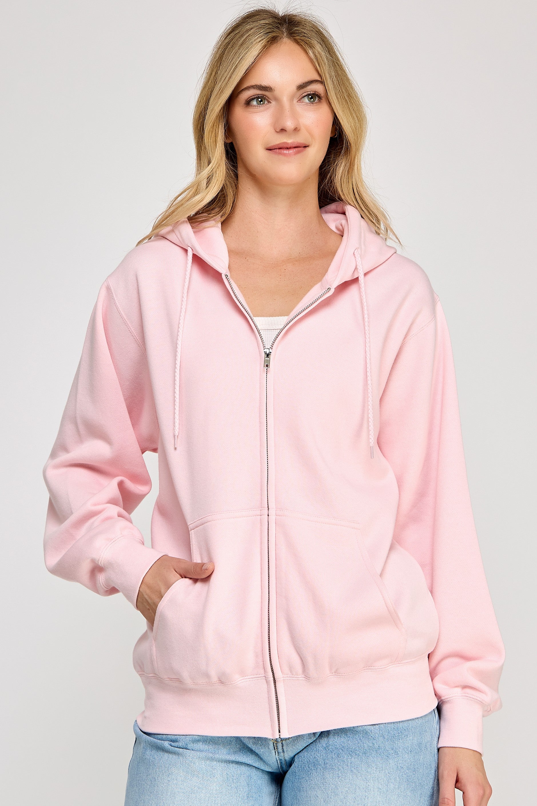 Light Pink | Zip Up Fleece Jacket