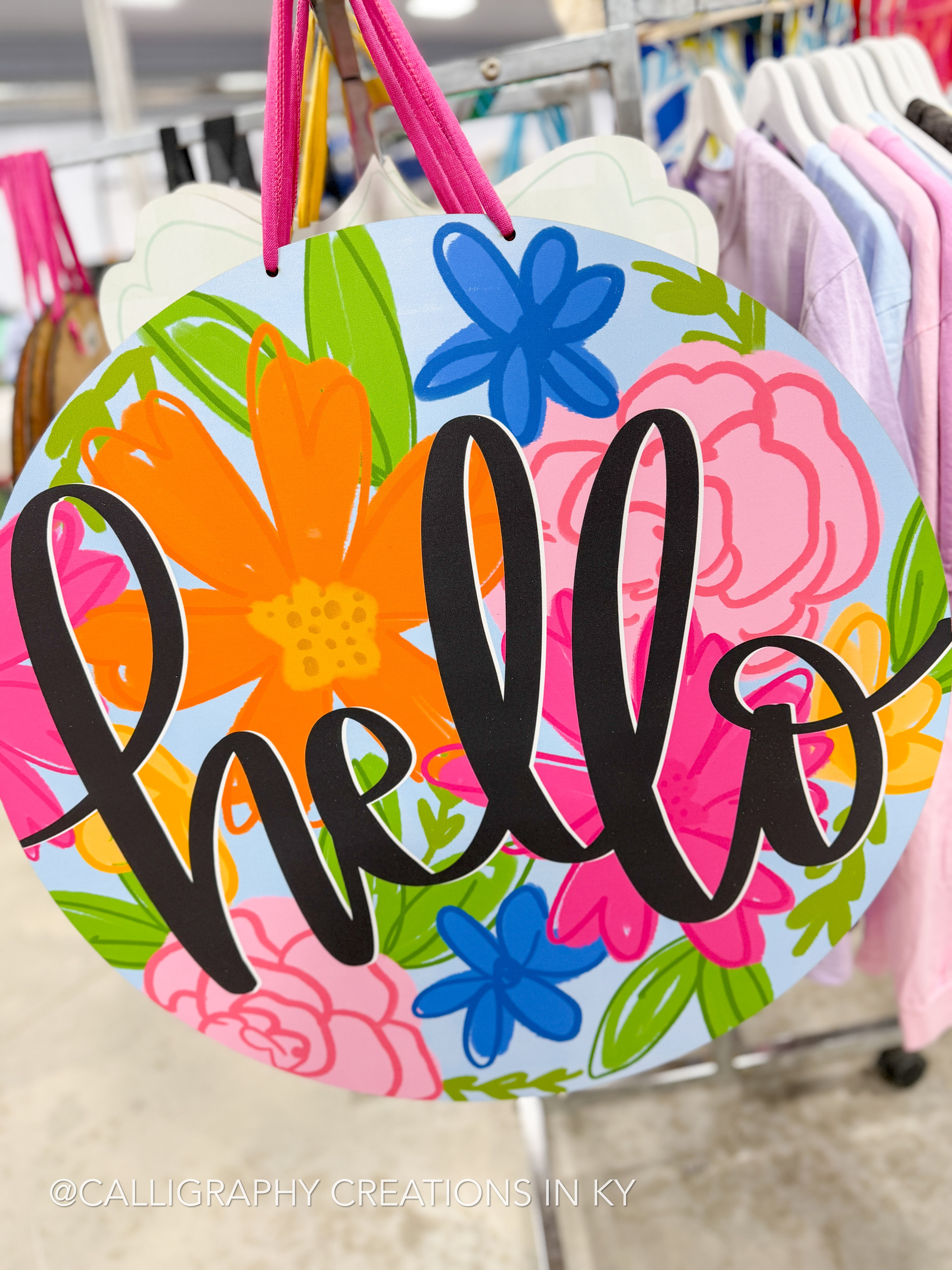 Hello Multicolor Doodles By Rebekah Door Hanger *LOCAL PICKUP ONLY*
