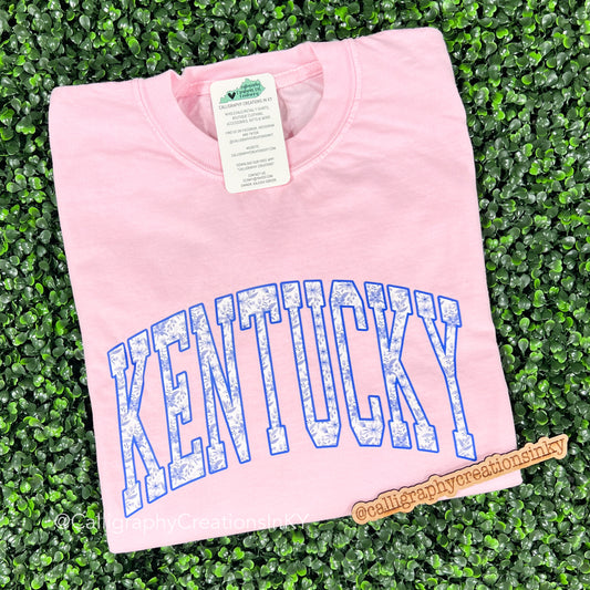 Pink/Blue Floral Kentucky Tee