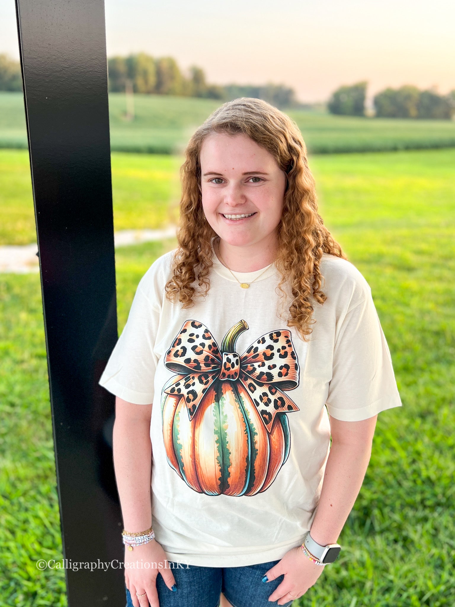 Leopard Bow Pumpkin Tee *FINAL SALE*