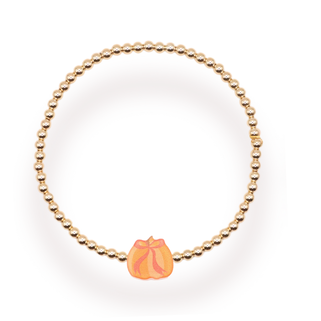 Gold Pumpkin Bracelet: Standard 6.75 inch | Beaded Blondes