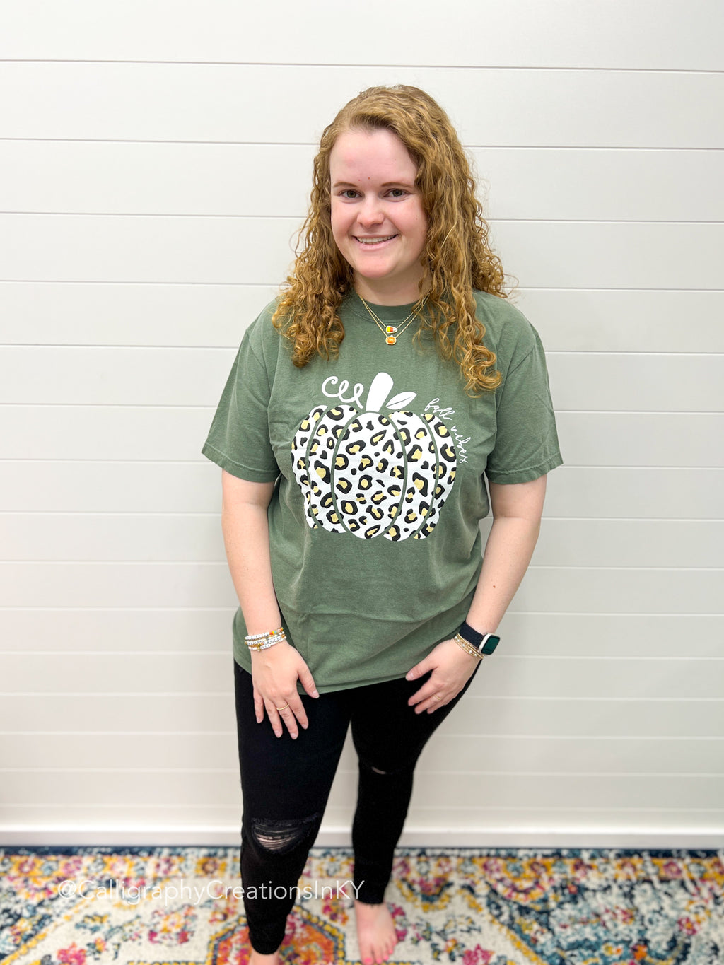SMALL - Fall Vibes Leopard Pumpkin Tee - FINAL SALE