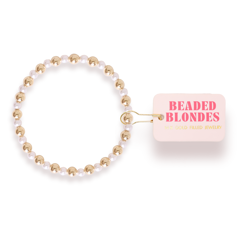 Anna Pearl Bracelet in Gold: Standard 6.75 Inch | Beaded Blondes