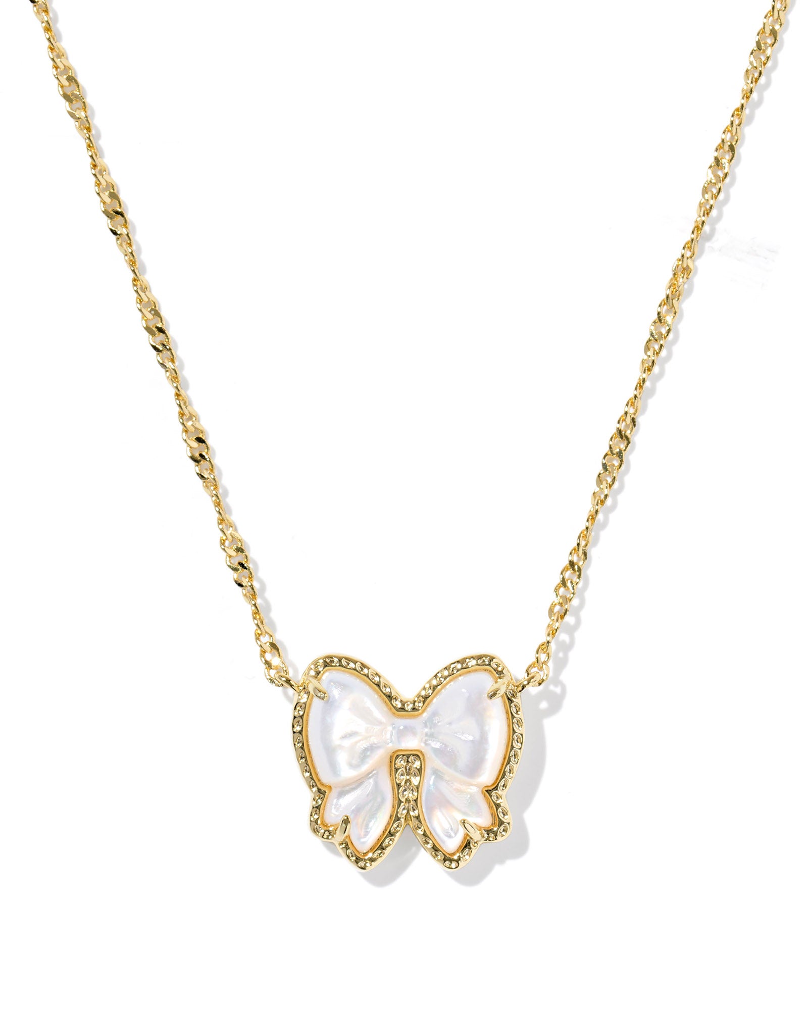Kendra Scott Haley Bow Short Pendant Necklace - Gold Ivory Mother Of Pearl