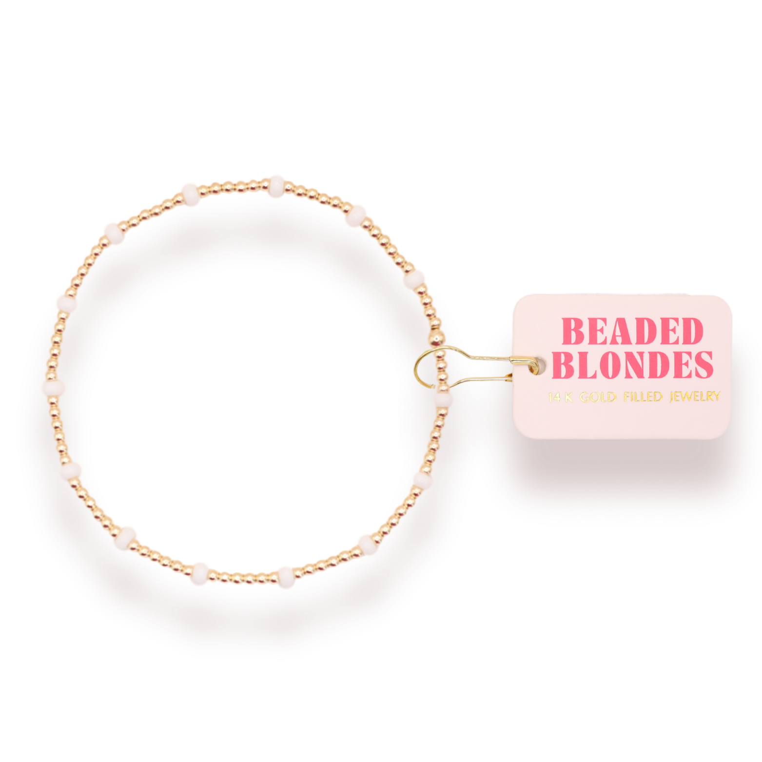 White Dainty Poppi Bracelet: Gold / Standard 6.75 inch | Beaded Blondes