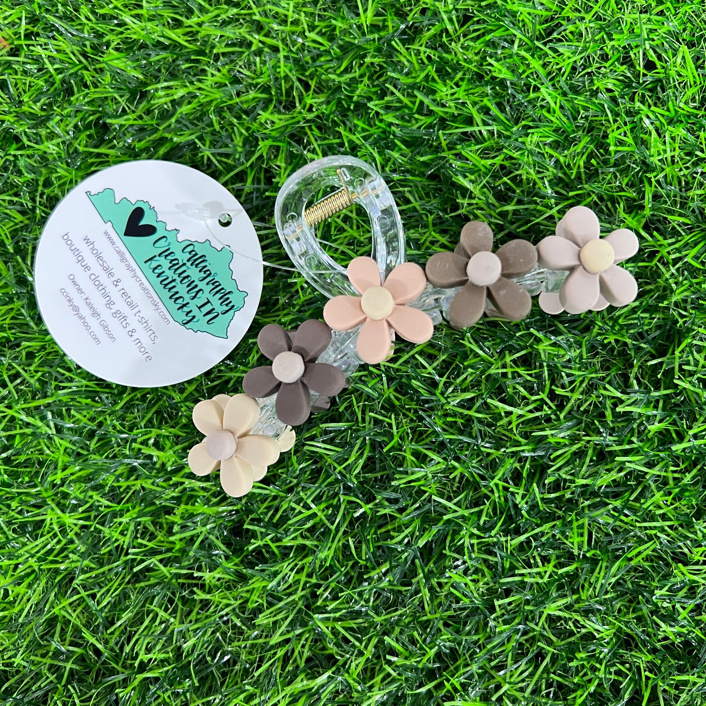 Matte Neutral Daisy Hair Clip Calligraphy Creations In KY