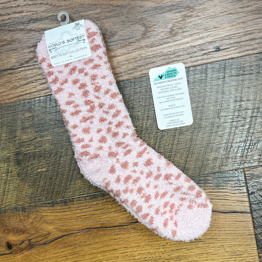 Mauve Cheetah Holiday Knit Pickin’ Fireside Crew | World’s Softest Socks