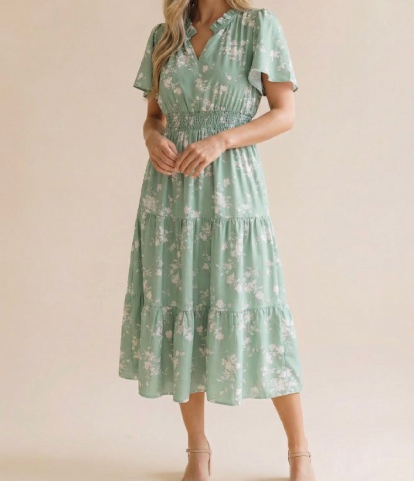 Sage Floral Dress *FINAL SALE*