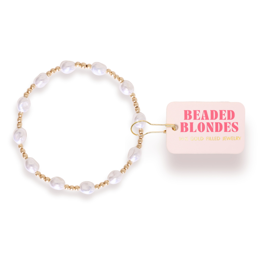 Bri Pearl Bracelet in Gold: Standard 6.75 Inch | Beaded Blondes