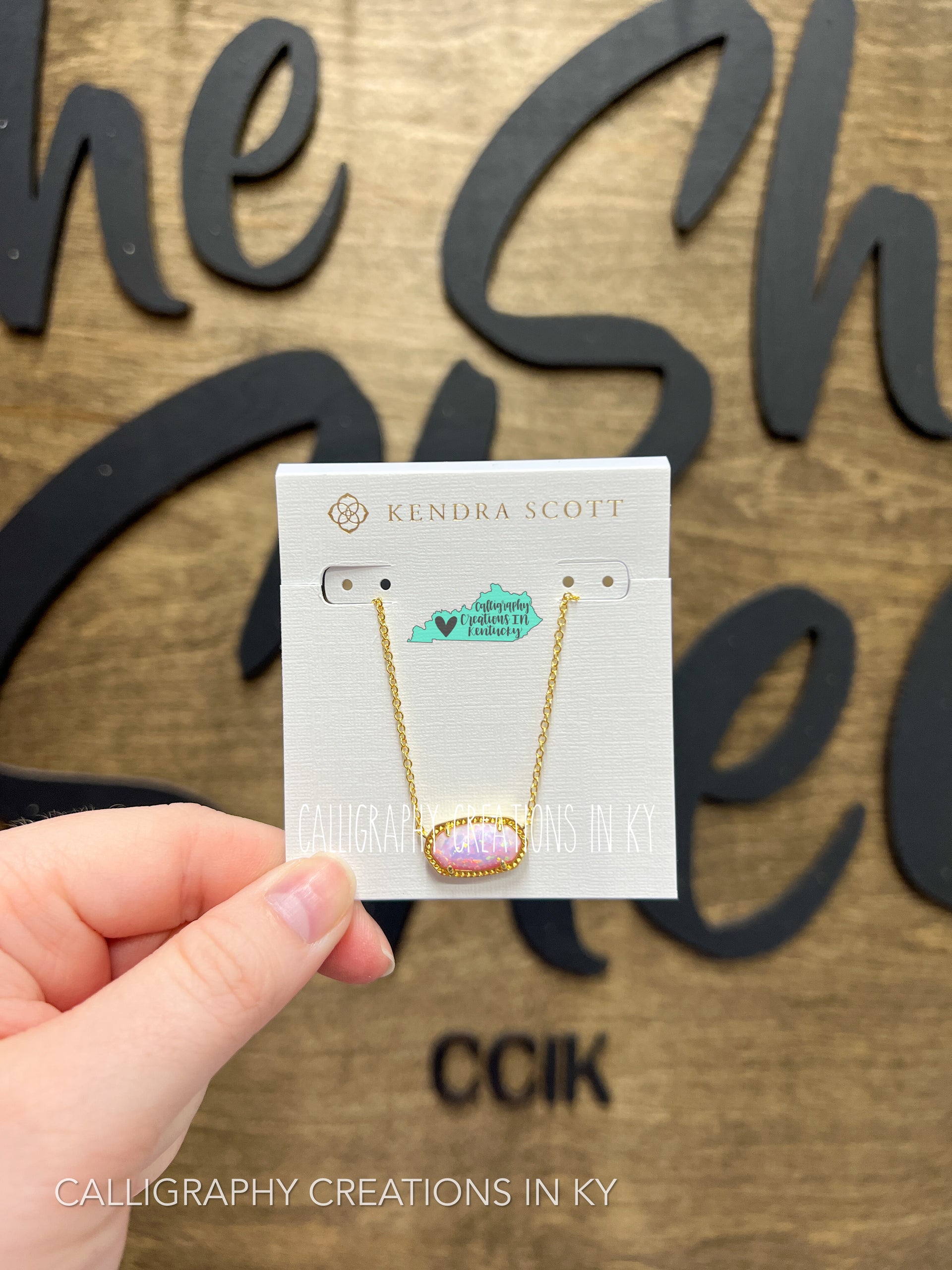 Kendra Scott Elisa Pendant Necklace Gold Blush Pink Kyocera Opal